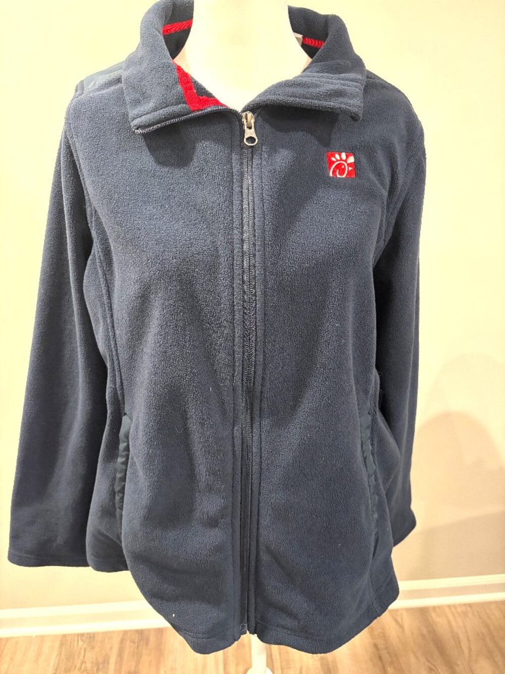 Chick-Fil-A Official Employee Uniform‎ Full Zip Fleece Jacket Navy Blue XL